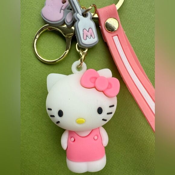 Hello Kitty Pink Bow Keychain with Charms & Wrist Strap – Super Cute! - Picture 8 of 17